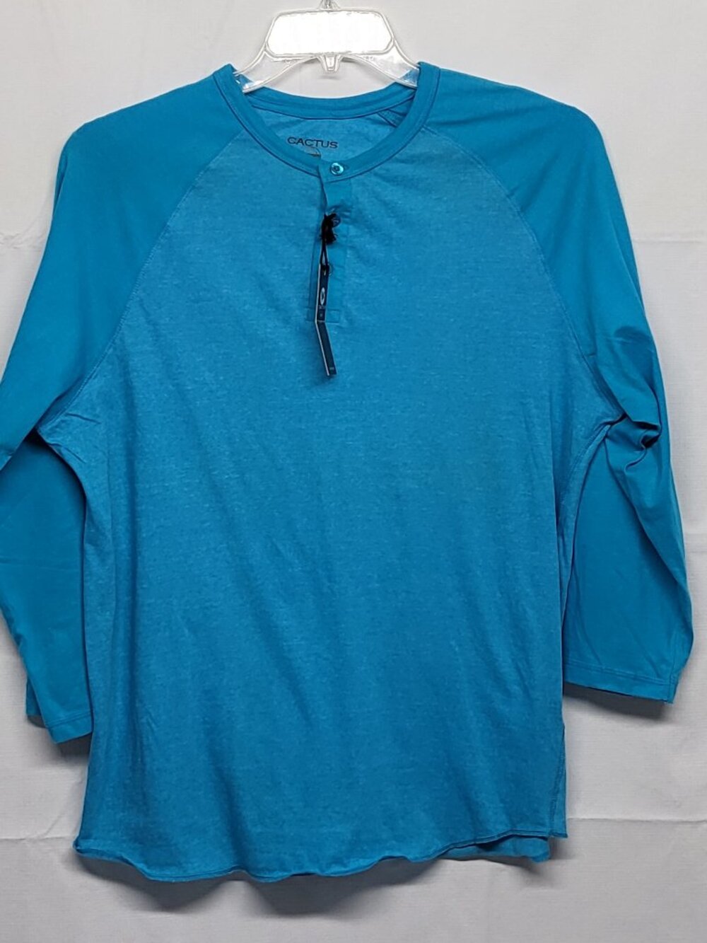 Cactus Mens Henley Shirt XL Raglan Long Sleeve Lightweight